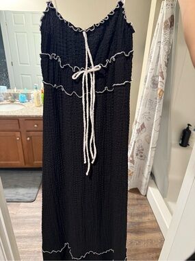 Black Maxi Dress with White Trim